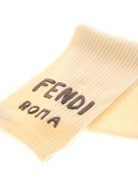 Fendi Logo Knit Scarf Ivory